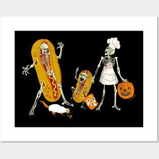 Booooo-Yaaaaah! Halloween Skeleton Family Goes Trick or Treating! Posters and Art